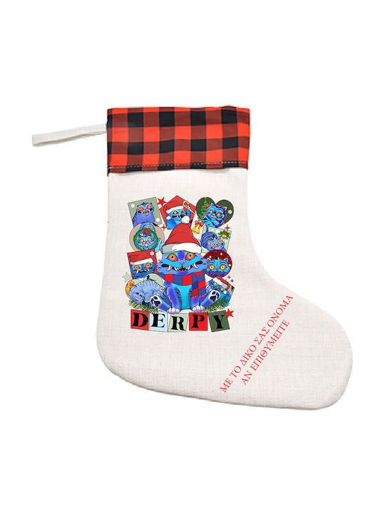 Christmas Decorative Linen Socks L41xW26cm (Μiscellaneous Designs)
