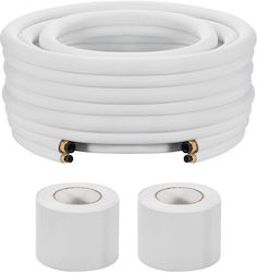 Set Mini Țevi De Separare Vevor 30,5m Țeavă De Cupru Ac Od 6,4 & 12,7mm Alb Izolat Bobină Pe 3/8 Nuci Late Benzi De Fixare Sistem Mini De Separare Aer Condiționat Hvac Sau Pompă De Căldură
