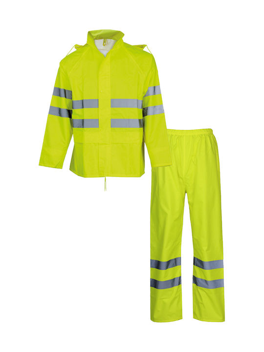 Fageo Set Impermeabil Bărbătesc Vizibilitate Ridicată cu Benzi Reflectorizante Verde