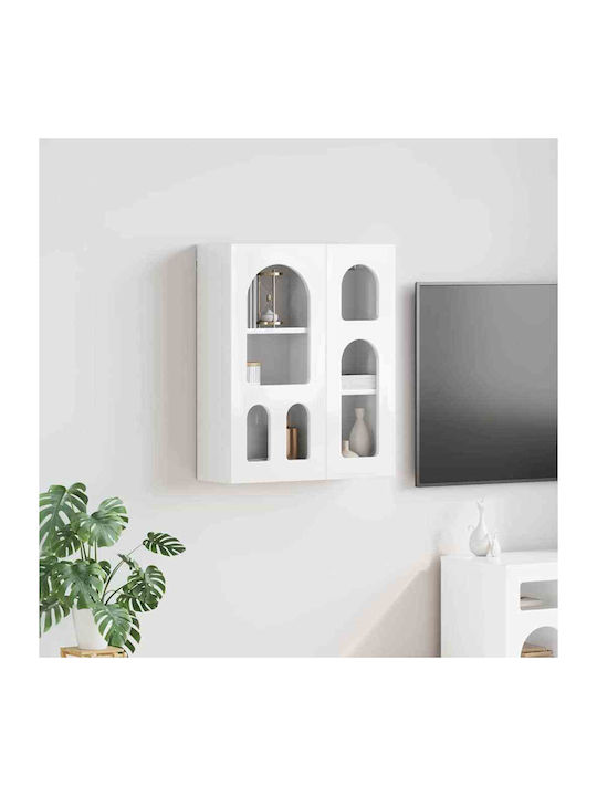 Wall Living Room Display Cabinet Made of Particle Board White 59x20x71.5cm