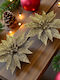 Weihnachtsdekoration Metallisch Blume Länge 9cm. Glitzer 2Stück