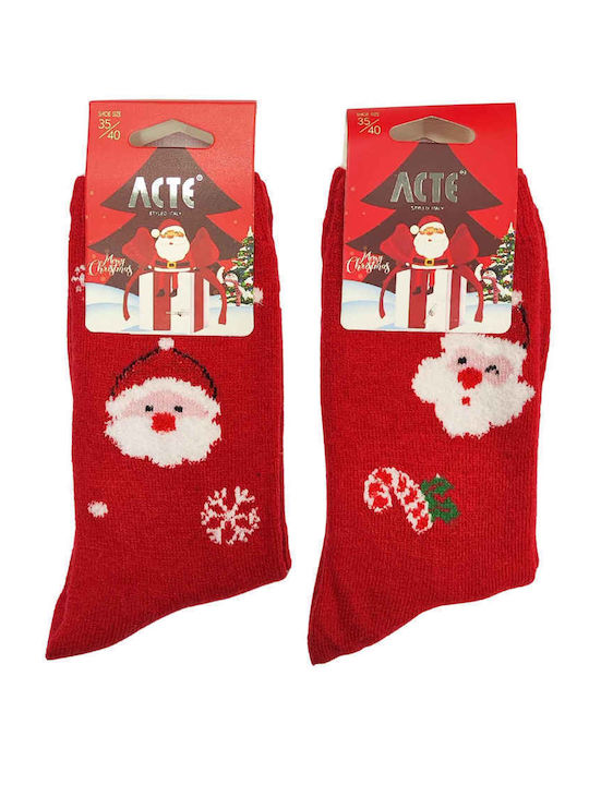 Okazle Okazle Damen Weihnachtssocken Rot 2Pack