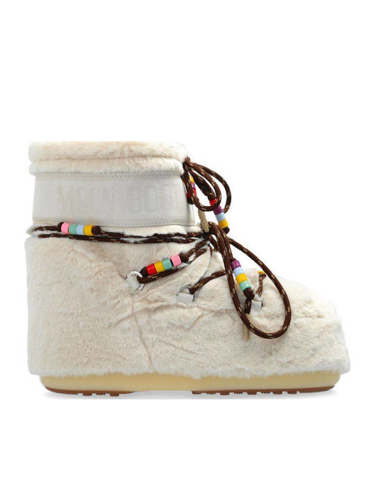 Moon Boot Icon Low Faux Γυναικείες Μπότες Χιονιού με Γούνα Μπεζ