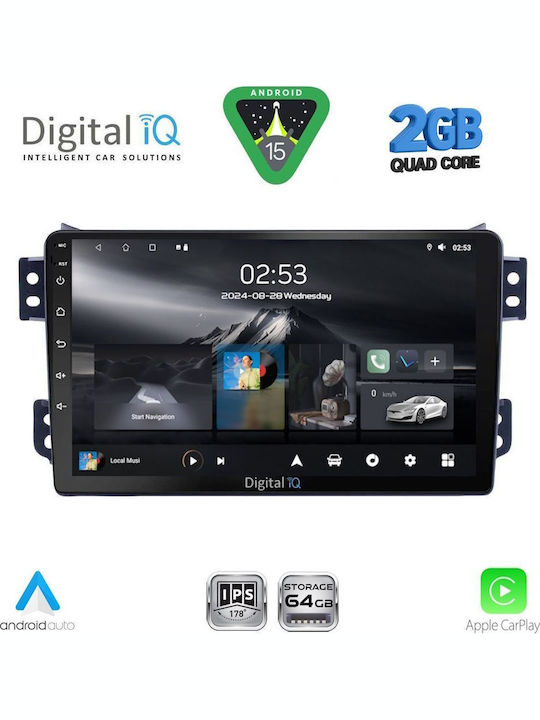 Digital IQ Car Audio System for Opel Agila Suzuki Splash 2008-2018 (Bluetooth/USB/WiFi/GPS/Apple-Carplay/Android-Auto) with Touch Screen 9"