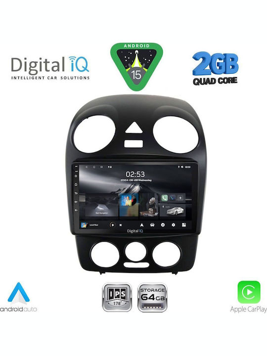 Digital IQ Auto-Audiosystem für Volkswagen Käfer 2004-2011 (Bluetooth/USB/WiFi/GPS/Apple-Carplay/Android-Auto) mit Touchscreen 9"