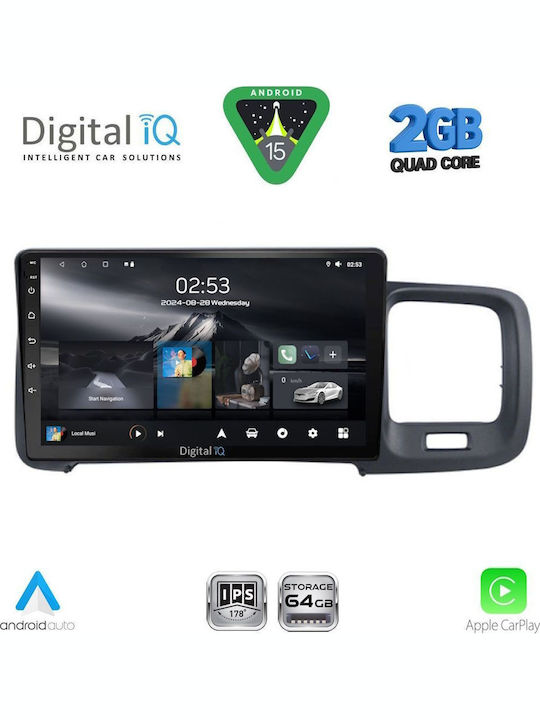 Digital IQ Car Audio System for Volvo S60 2010-2018 (Bluetooth/USB/WiFi/GPS/Apple-Carplay/Android-Auto) with Touch Screen 9"