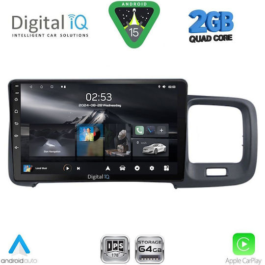 Digital IQ Car Audio System for Volvo S60 2010-2018 (Bluetooth/USB/WiFi/GPS/Apple-Carplay/Android-Auto) with Touch Screen 9"