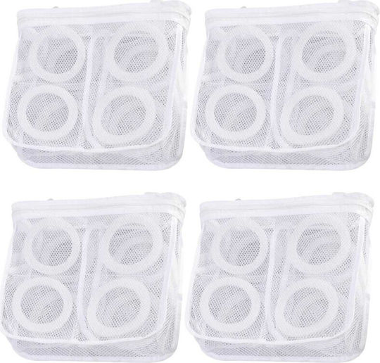 Set 4 Small-sized Bags Washing Drying Shoes Clothes Polyester 28 X 27 Cm White Set 4 Small-sized Bags Washing Drying Shoes Clothes Polyester 28 X 27 Cm White