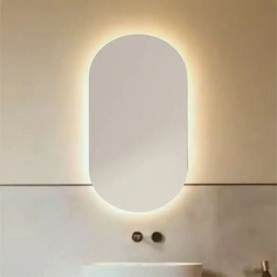 Moderner Ovaler Badezimmerspiegel mit LED-Beleuchtung & Elegantem Stil Weiß 45x85cm
