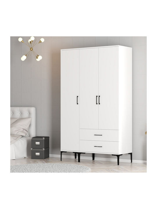 Wardrobe Triple Door St White White 120x47x201cm