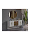 Lux White Dressing Cabinet with Mirror 134×42×47cm