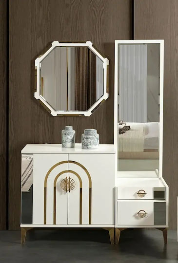 Elegant White Makeup Dressing Table with Mirror 80×80×41cm