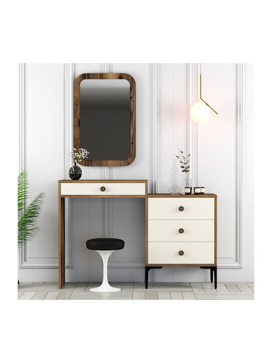 SteweHome Schminktisch mit Spiegel Karydia Creme 124x40x84cm