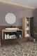 Ντουλάπι Μπάνιου Mdf 100cm Νιπτήρα & Στήλη 3τμχ Γκρι 120x35x40cm