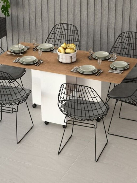 Masă Extensibilă Bucătărie Cu Roți Nuc 155x70x7...