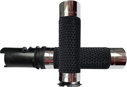 Avon Grips Motorradlenkergriff 25,4mm K25 Diamond Knurled Ohne Flansch Gasgriff-By-Wire Weicher K25-ch-f24 Silber Chrom