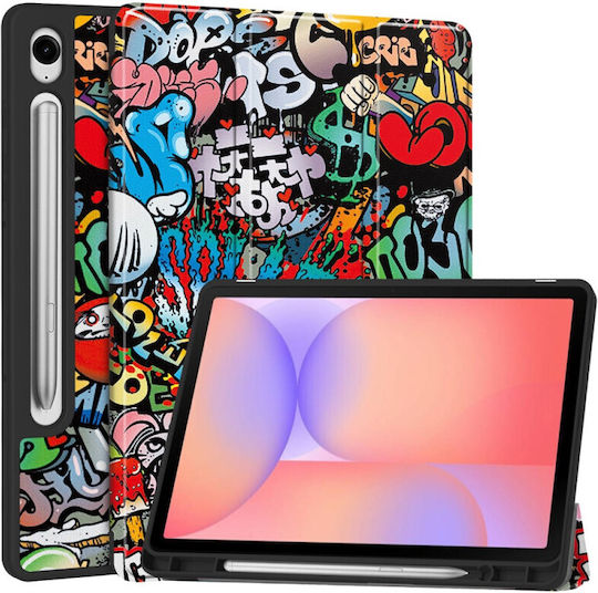 Case Samsung Galaxy Tab S10 Fe Plus 13.1" S Pen Holder Eco Leather Smart Cover – Graffiti
