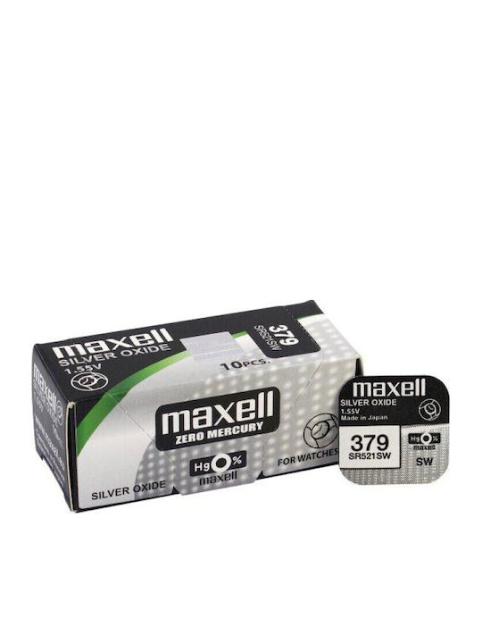 Maxell Zero Mercury 379 Μπαταρίες Silver Oxide Ρολογιών SR521SW 1.55V 10τμχ