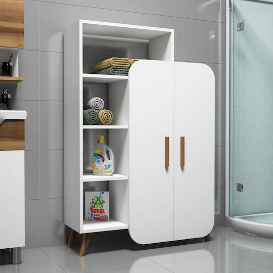 Badezimmerschrank Mehrzweck Weiß 90x32x132cm
