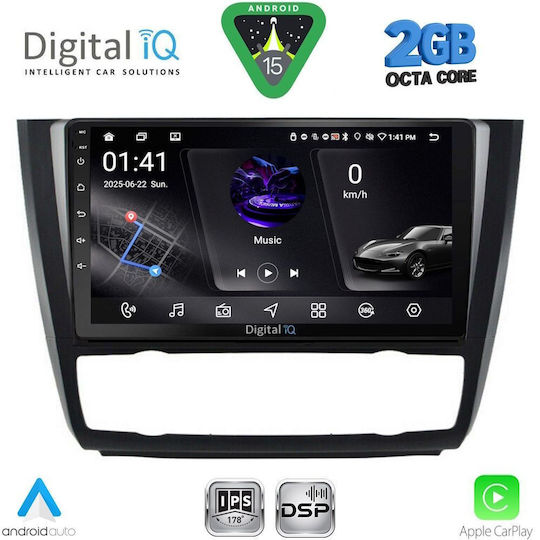 Digital IQ Car Audio System for BMW Series 1 2004-2013 with Clima (Bluetooth/USB/WiFi/GPS/Apple-Carplay/Android-Auto) with Touch Screen 9"