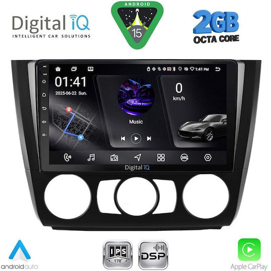 Digital IQ Car Audio System for BMW Series 1 2004-2013 with A/C (Bluetooth/USB/WiFi/GPS/Apple-Carplay/Android-Auto) with Touch Screen 9"