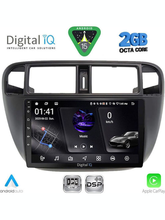 Digital IQ Car Audio System for Honda Civic 1995-2001 with Clima (Bluetooth/USB/WiFi/GPS/Apple-Carplay/Android-Auto) with Touch Screen 9"