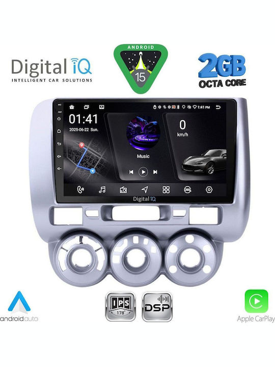 Digital IQ Car Audio System for Honda Jazz 2002-2008 with A/C (Bluetooth/USB/WiFi/GPS/Apple-Carplay/Android-Auto) with Touch Screen 9"