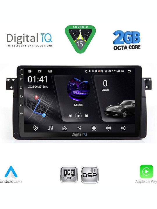 Digital IQ Car Audio System for BMW E46 1998-2005 (Bluetooth/USB/WiFi/GPS/Apple-Carplay/Android-Auto) with Touch Screen 9"