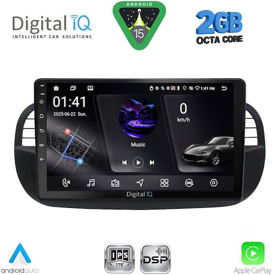 Digital IQ Ηχοσύστημα Αυτοκινήτου για Fiat 500 2007-2015 (Bluetooth/USB/WiFi/GPS/Apple-Carplay/Android-Auto) με Οθόνη Αφής 9"