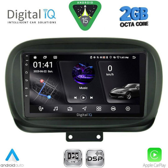 Digital IQ Car Audio System for Fiat 500X 2014 (Bluetooth/USB/WiFi/GPS/Apple-Carplay/Android-Auto) with Touch Screen 9"