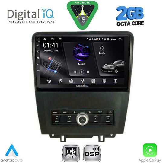 Digital IQ Car Audio System for Ford Mustang 2010-2015 (Bluetooth/USB/WiFi/GPS/Apple-Carplay/Android-Auto) with Touch Screen 9"