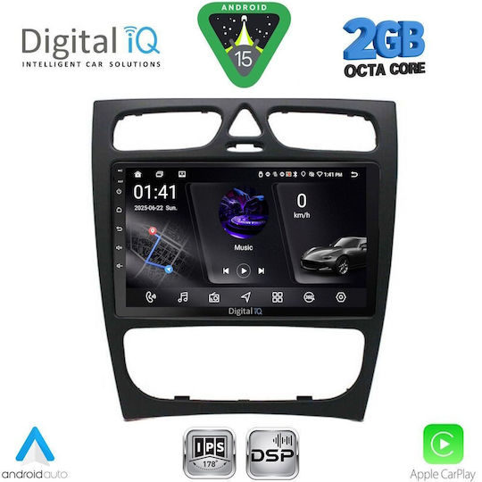 Digital IQ Car Audio System for Mercedes-Benz C Class 1999-2004 (Bluetooth/USB/WiFi/GPS/Apple-Carplay/Android-Auto) with Touch Screen 9"