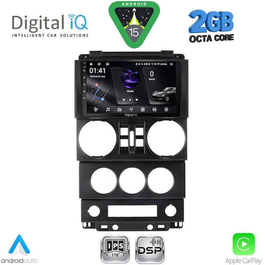 Digital IQ Car Audio System for Jeep Wrangler 2006-2011 (Bluetooth/USB/WiFi/GPS/Apple-Carplay/Android-Auto) with Touch Screen 9"