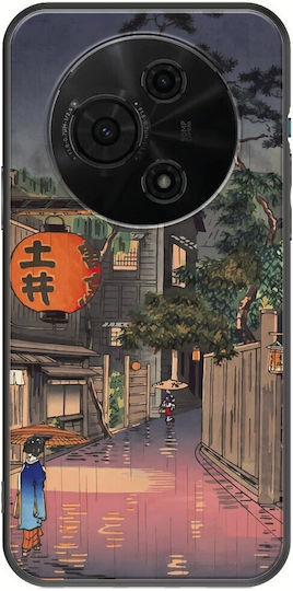 Ukiyo-e Tokyo Rain Street Tcl 605 Black TPU Black Silicone