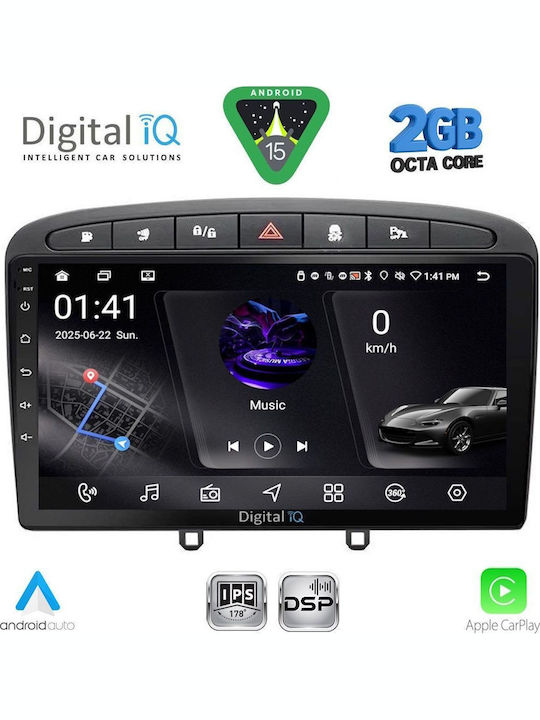 Digital IQ Car Audio System for Peugeot 308 / RCZ 2007-2012 (Bluetooth/USB/WiFi/GPS/Apple-Carplay/Android-Auto) with Touch Screen 9"