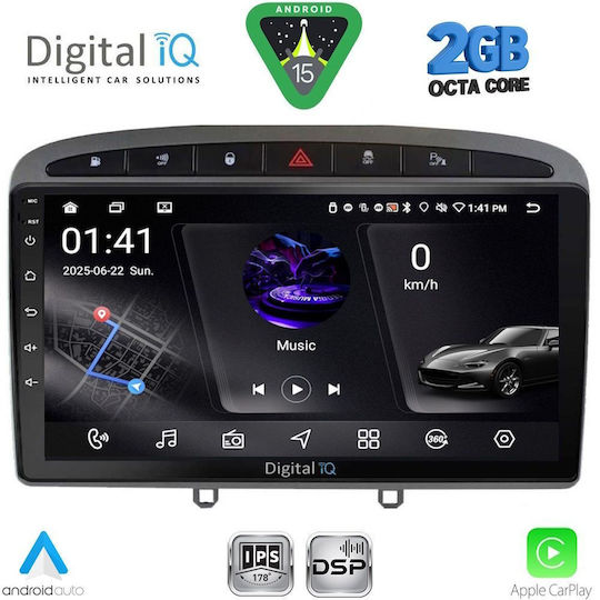Digital IQ Ηχοσύστημα Αυτοκινήτου για Peugeot 308 / RCZ 2009-2015 (Bluetooth/USB/WiFi/GPS/Apple-Carplay/Android-Auto) με Οθόνη Αφής 9"
