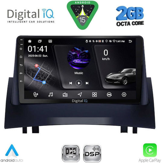 Digital IQ Car Audio System for Renault Megane 2002-2008 (Bluetooth/USB/WiFi/GPS/Apple-Carplay/Android-Auto) with Touch Screen 9"