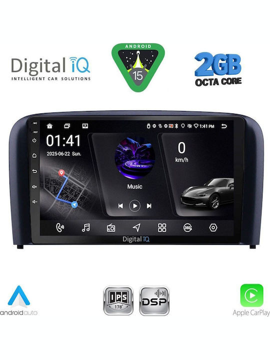 Digital IQ Car Audio System for Volvo S80 1999-2006 (Bluetooth/USB/WiFi/GPS/Apple-Carplay/Android-Auto) with Touch Screen 9"
