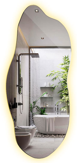Tulup Oglindă De Perete Asimetrică Cu Iluminare LED 100x45cm
