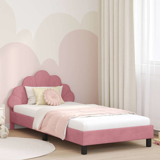 Pat pentru Copii Single cu Spațiu de Depozitare Roz pentru Saltea 80x200cm