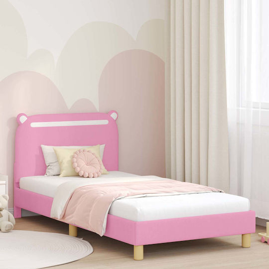 Pat pentru Copii Single Roz pentru Saltea 90x200cm