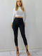 Training Damen Gekürzte Hohe Taille Leggings Schwarz