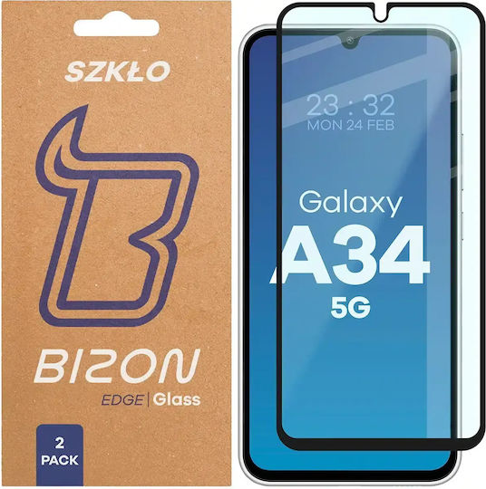 Bizon 0.33mm Tempered Glass 2τμχ Μαύρο (Galaxy A34)