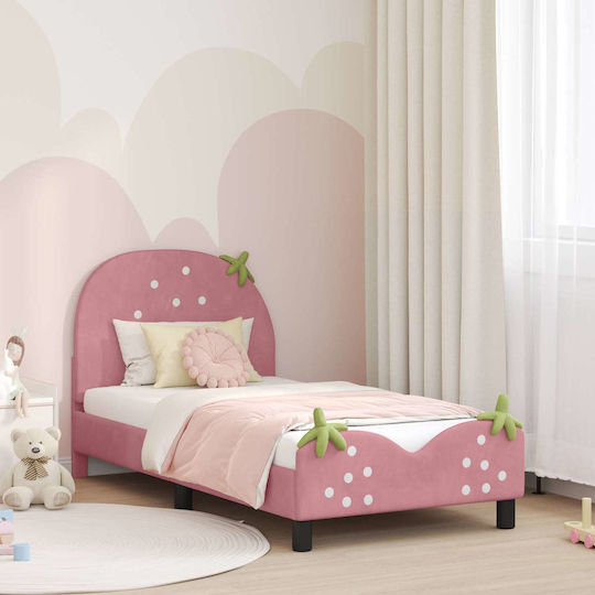 Pat pentru Copii Single Roz pentru Saltea 80x160cm