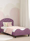 Pat pentru Copii Single cu Spațiu de Depozitare Violet pentru Saltea 80x160cm