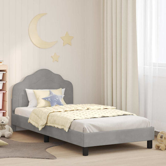 Kids Bed Single Gray for Mattress 90x200cm