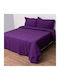 Viopros Viopros Coverlet Set Double Cotton Damask Purple 220x240cm 3 Pieces