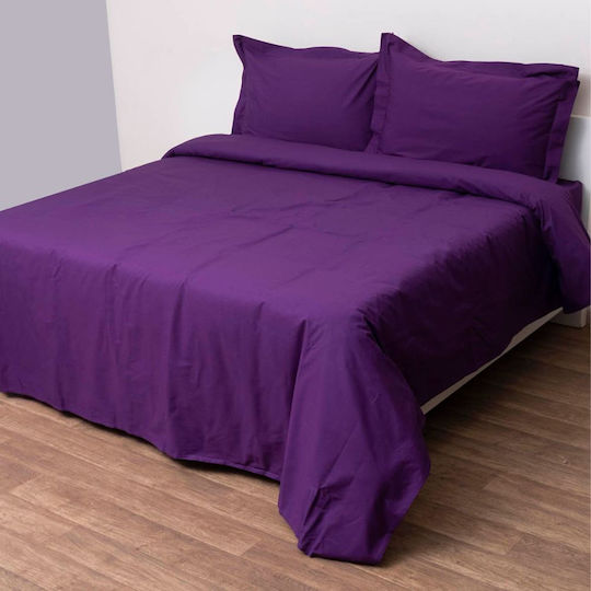 Viopros Комплект Плик за Завивка Памучен Кинг Сайз с 2 Калъфки 220x240 Plum