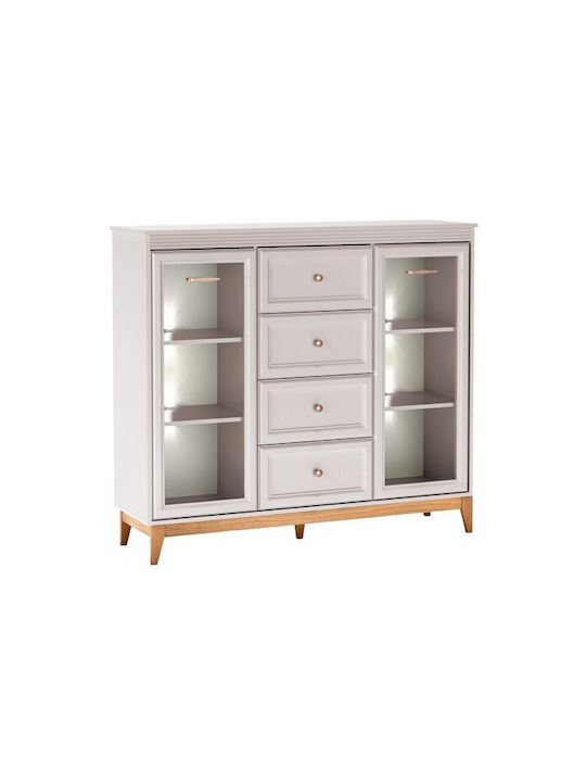 Sideboard Sonfera 106 made of Wood & Metal with Drawers Cashmere, Oak 41x41x142cm