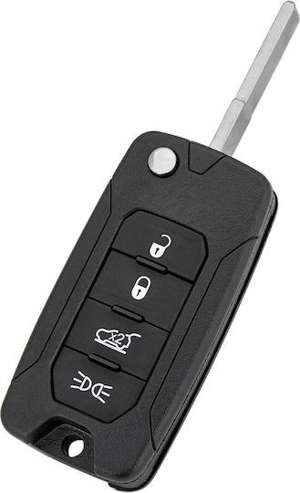 Techstar Husă Flip Pentru Chei Auto 4 Butoane Compatibil Jeep Renegade Compass Patriot Liberty 2014–2021 Fiat 500x Blade